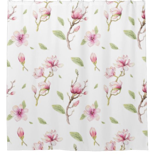 Pink und Beige Magnolia Duschvorhang (Vorderseite)