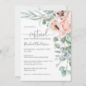 Pink und Beige Virtual Baby Dusche Einladung (Vorderseite)