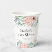 Pink und Beige Wasserfarben BläsernBaby-Dusche Pappbecher (Rückseite)