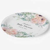 Pink und Beige Wasserfarben BläsernBaby-Dusche Pappteller (Schrägansicht)