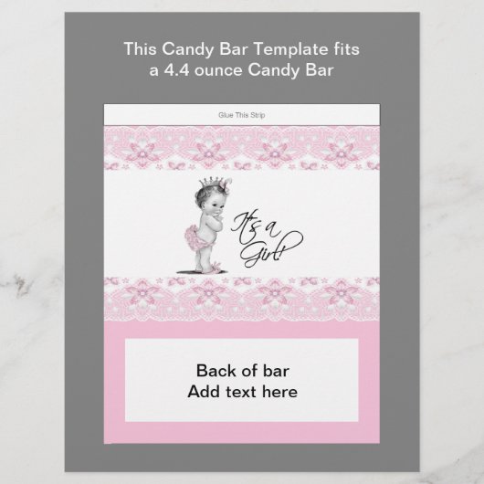 Pink und Black Baby Dusche Bar Wrapper Flyer (Vorne)