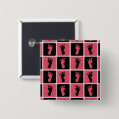Pink und Black Baby Footprints Button (Vorne & Hinten)