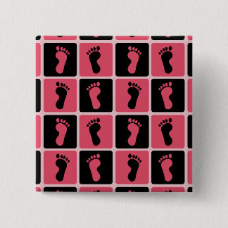 Pink und Black Baby Footprints Button