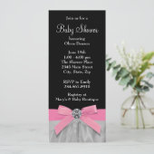 Pink und Black Baby Girl Dusche Einladung (Stehend Vorderseite)