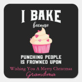 Pink und Black Baking Spirituosen Helle Weihnachte Quadratischer Aufkleber (Vorderseite)