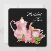 Pink und Black Bridal Tee Party Einladung (Vorderseite)