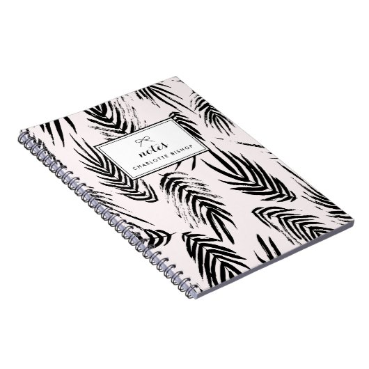 Pink und Black Brush Palm Blätter Muster Custom Notizblock (Rechte Seite)