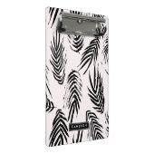 Pink und Black Brush Palm Blätter Muster Mini Klemmbrett (Schrägansicht)