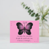 Pink und Black Butterfly Quote Postkarte (Stehend Vorderseite)