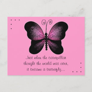 Pink und Black Butterfly Quote Postkarte