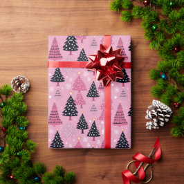 Pink und Black Chistmas Baumwrapping Paper Geschenkpapier
