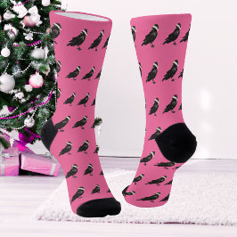 Pink und Black Crow Santa Merry Pinkmas Vintag Socken