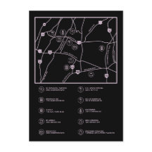 Pink und Black Custom Wedding Map Eintrittskarte