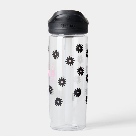 Pink und Black Daisy Mama Wasserflasche Trinkflasche (Rückseite)