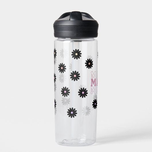 Pink und Black Daisy Mama Wasserflasche Trinkflasche (Vorderseite)