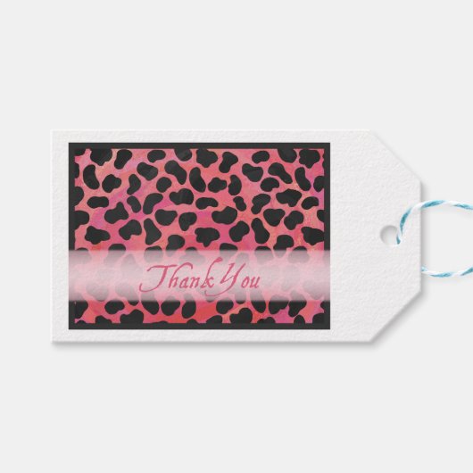 Pink und Black Dalmatiner Pattern Vielen Dank Geschenkanhänger (Vorderseite (Horizontal))