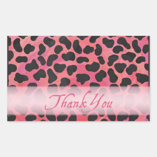 Pink und Black Dalmatiner Pattern Vielen Dank Rechteckiger Aufkleber (Vorderseite)