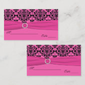 Pink und Black Damask Orte Platzkarte (Vorne/Hinten)