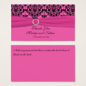 Pink und Black Damask Wedding Favor Tag (Vorne & Hinten)