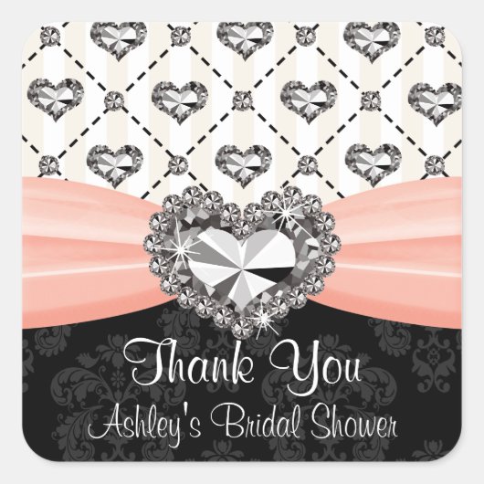Pink und Black Diamond Herz Vielen Dank Sticker La (Vorderseite)