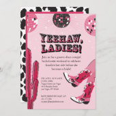 Pink und Black Disco Cowgirl Bachelorette Weekend Einladung (Vorne/Hinten)