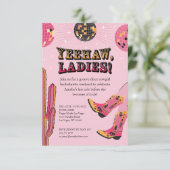 Pink und Black Disco Cowgirl Bachelorette Weekend Einladung (Stehend Vorderseite)