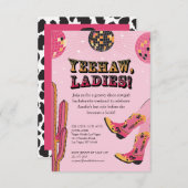 Pink und Black Disco Cowgirl Bachelorette Weekend Einladung (Vorne/Hinten)