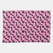 PINK und BLACK Dog Paws and Bones B06 Geschirrtuch (Horizontal)