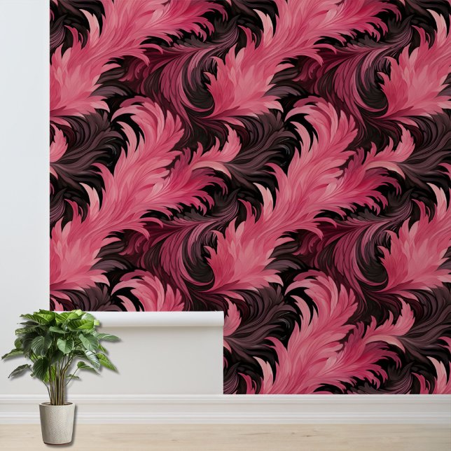 Pink und Black Feathtern Muster Tapete (Von Creator hochgeladen)