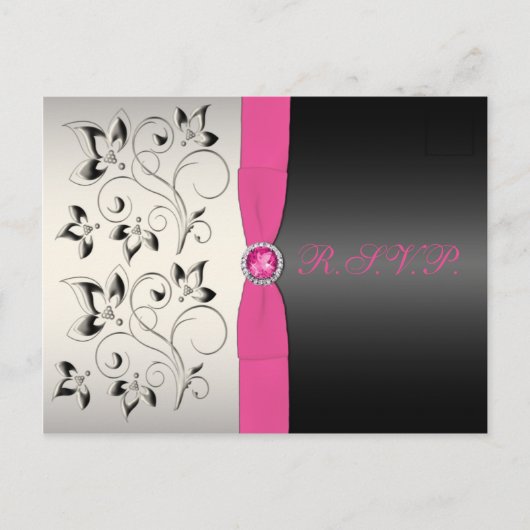 Pink und Black Floral UAWG Postkarte (Vorderseite)