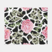 Pink und Black Giraffe Muster und Blume Fleecedecke (Vorderseite (Horizontal))