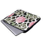 Pink und Black Giraffe Muster und Blume Laptopschutzhülle (Vorne Knopf)