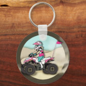 Pink und Black Girl ATV Rider Schlüsselanhänger (Vorderseite)