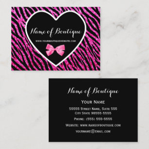 Pink und Black Glam Zebra FAUX Glitz Boutique Visitenkarte