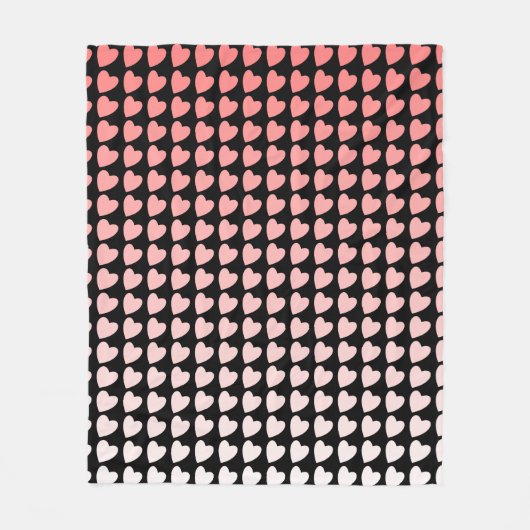 Pink und Black Heart Pattern Girly Fleecedecke (Vorderseite)