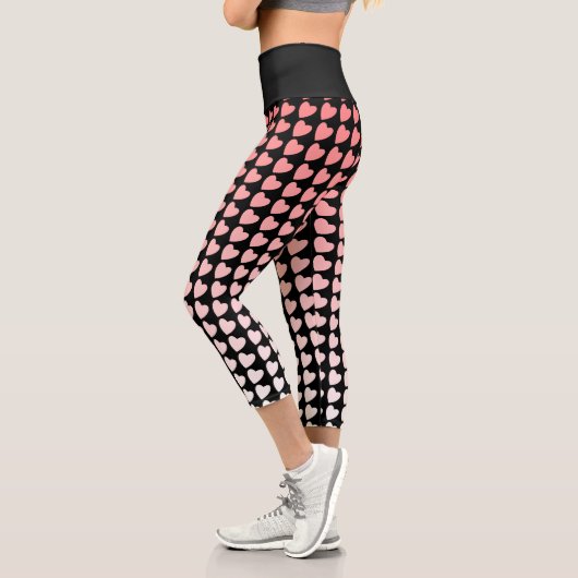 Pink und Black Heart Pattern Gradient Girl Capri Leggings (Links)