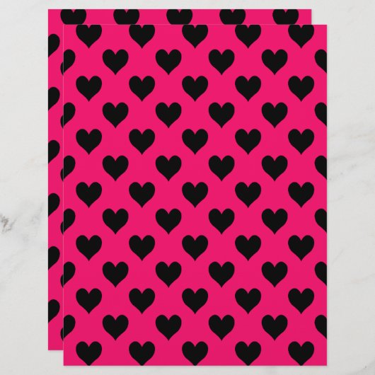 Pink und Black Heart Pattern Papier (Vorne/Hinten)