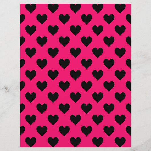 Pink und Black Heart Pattern Papier (Rückseite)