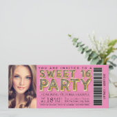 Pink und Black Hollywood Glam Sweet 16 Ticket Einladung (Stehend Vorderseite)
