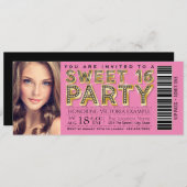 Pink und Black Hollywood Glam Sweet 16 Ticket Einladung (Vorne/Hinten)