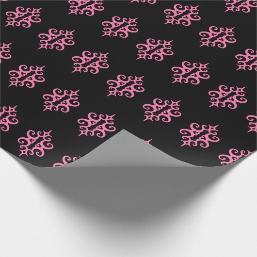 Pink und Black Lace Musterpapier Geschenkpapier (Ecke)