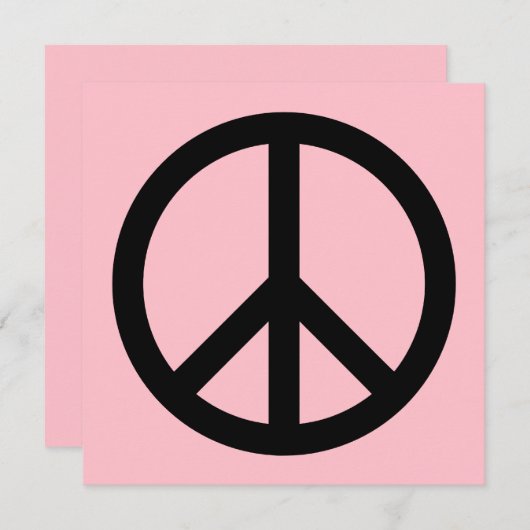 Pink und Black Peace Symbol Blank Einladung (Vorne/Hinten)