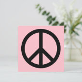 Pink und Black Peace Symbol Blank Einladung (Stehend Vorderseite)