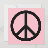 Pink und Black Peace Symbol Blank Einladung (Vorderseite)