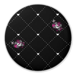 Pink und Black Pirate Skull Crossbones Punk Dresse Keramikknauf