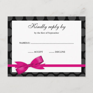 Pink und Black Polka Dot Bow UAWG Response Card RSVP Karte