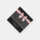 Pink und Black Polka Dot Brautparty Serviette (Ecke)