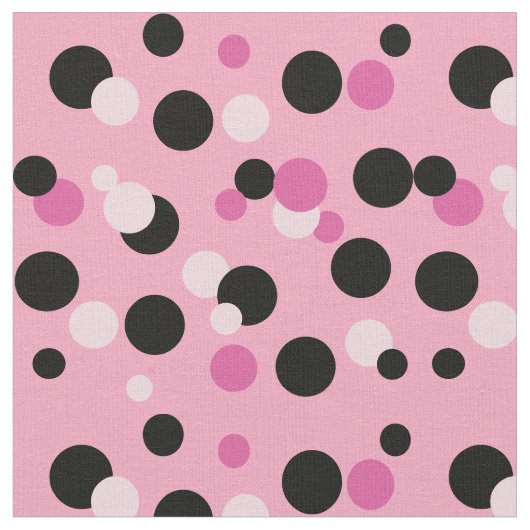 Pink und Black Polka Dot Fabric Stoff (Nahaufnahme)