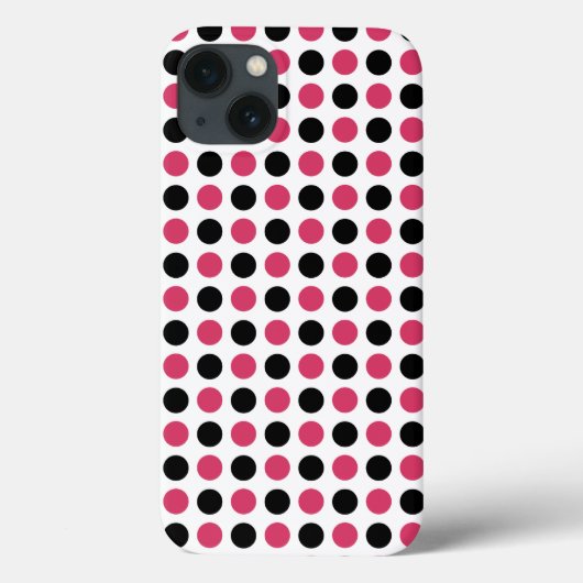 Pink und Black Polka Dot Pattern Case-Mate iPhone Hülle (Rückseite)