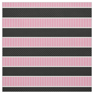 Pink und Black Polka Dot Stripes Muster Stoff